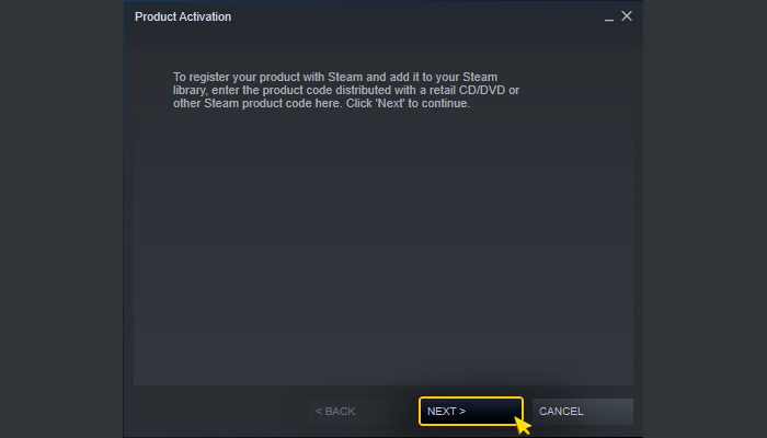 Aktivering på Steam. Steg 2.1